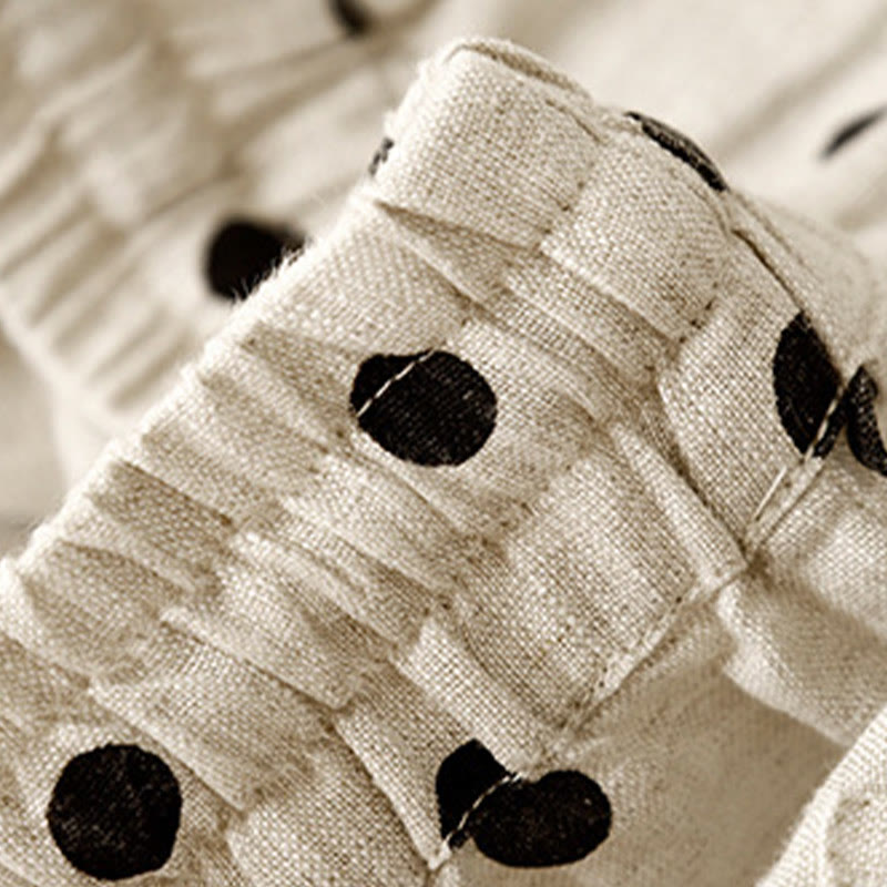 Tactile Cotton Linen Polka Dot Cropped Meditation Pants