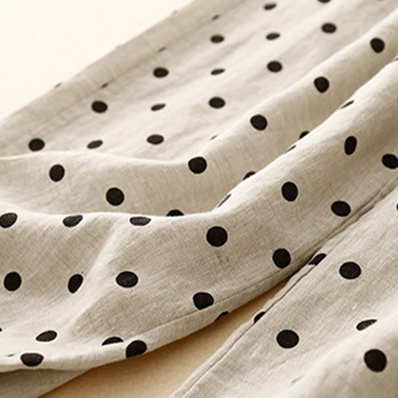 Tactile Cotton Linen Polka Dot Cropped Meditation Pants