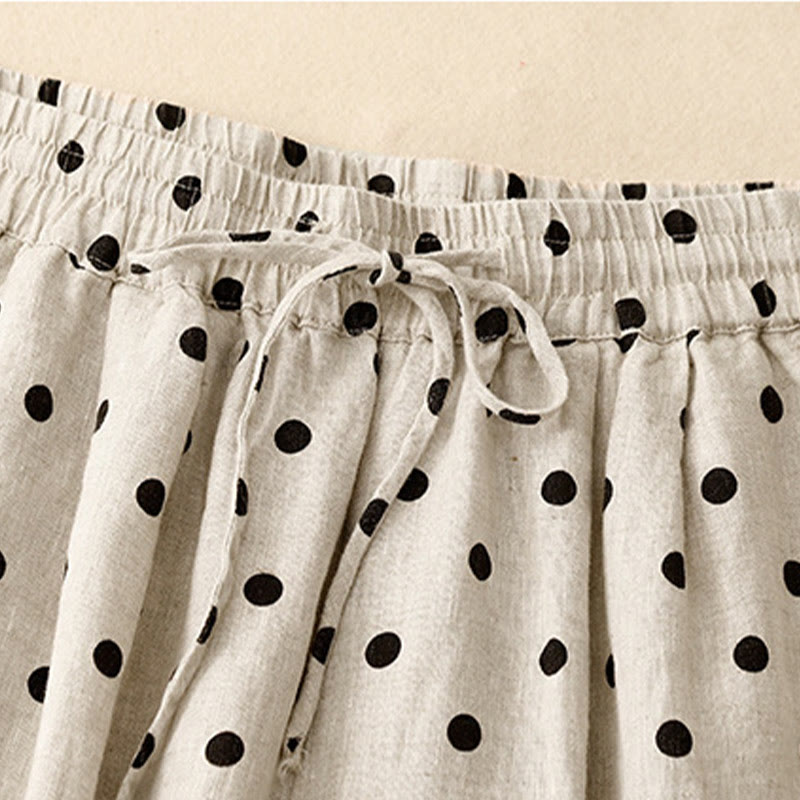 Tactile Cotton Linen Polka Dot Cropped Meditation Pants