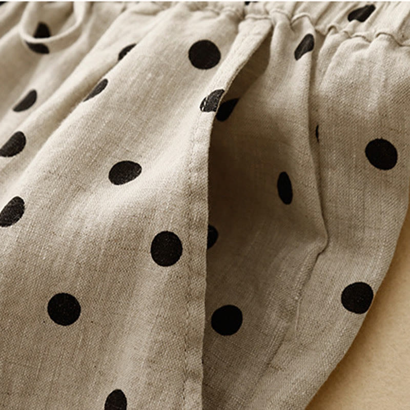 Tactile Cotton Linen Polka Dot Cropped Meditation Pants