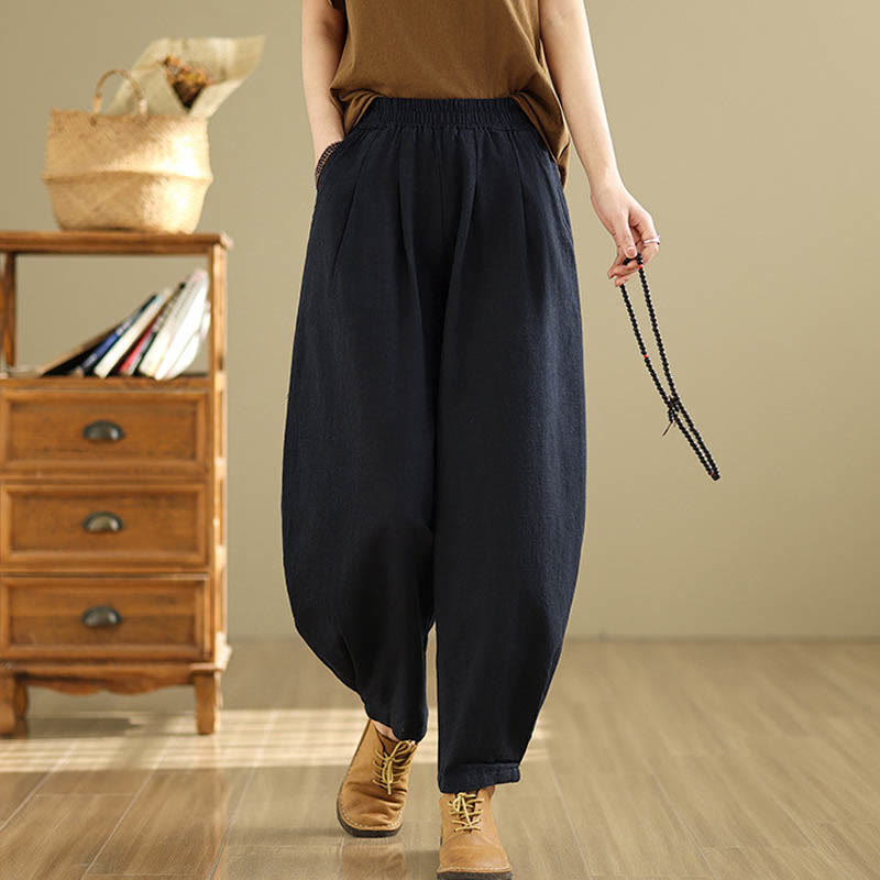 Tactile Cotton Linen Tapered Meditation Pants