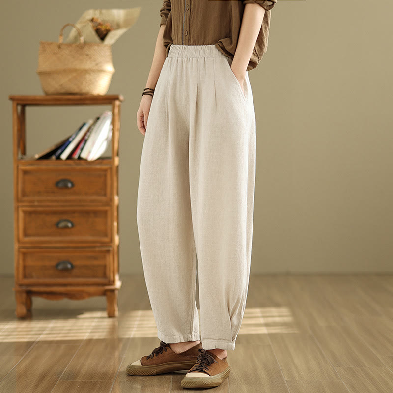 Tactile Cotton Linen Tapered Meditation Pants