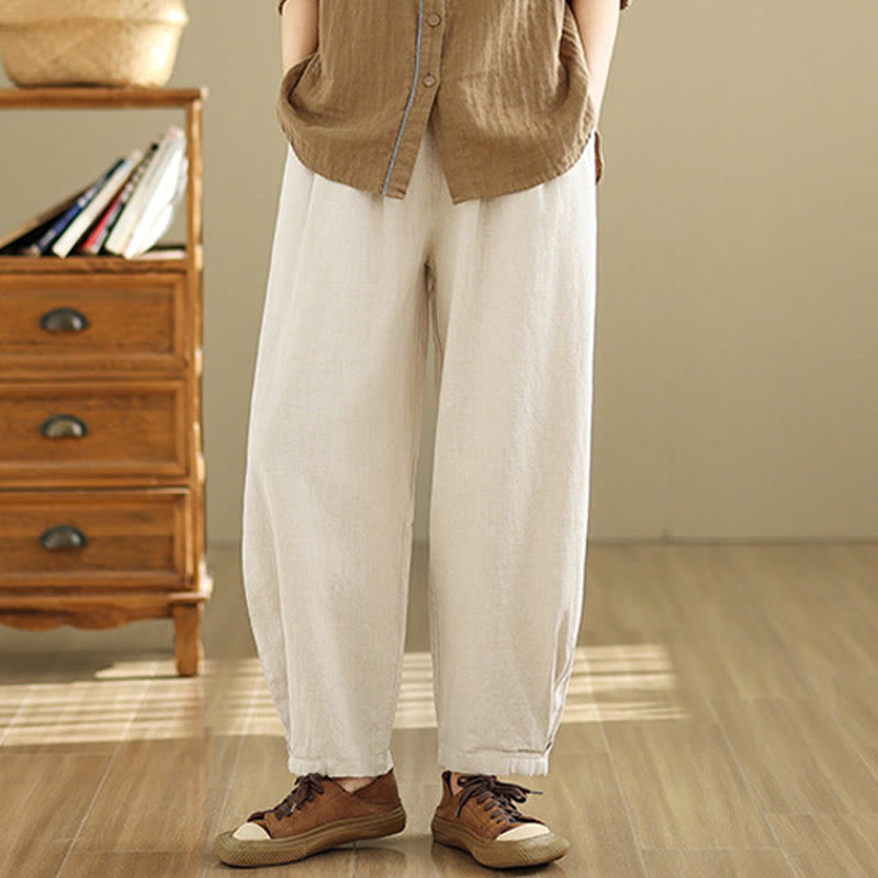 Tactile Cotton Linen Tapered Meditation Pants