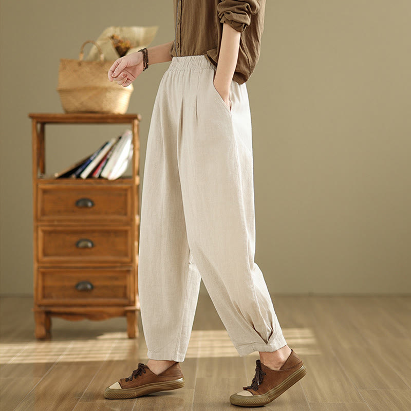Tactile Cotton Linen Tapered Meditation Pants