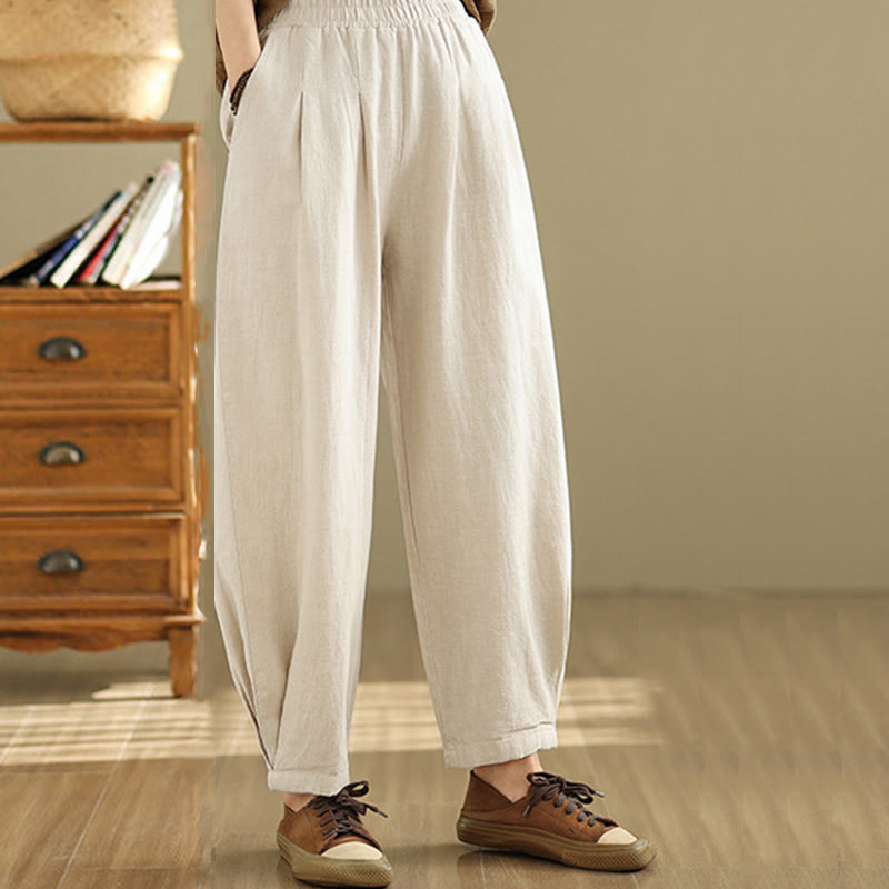 Tactile Cotton Linen Tapered Meditation Pants