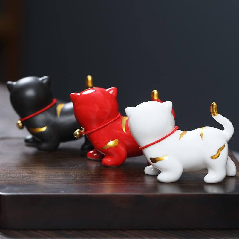 Mini Cute Tiger Tea Pet Ceramic Home Desk Figurine Decoration