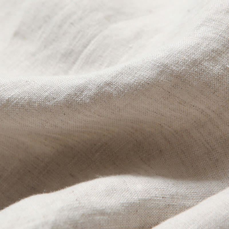 Plain Color Cotton Linen High Waist Wide Leg Pants With Pockets