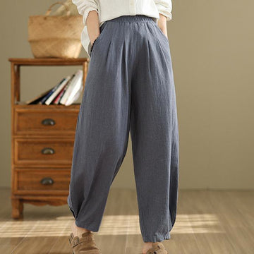 Tactile Cotton Linen Tapered Meditation Pants