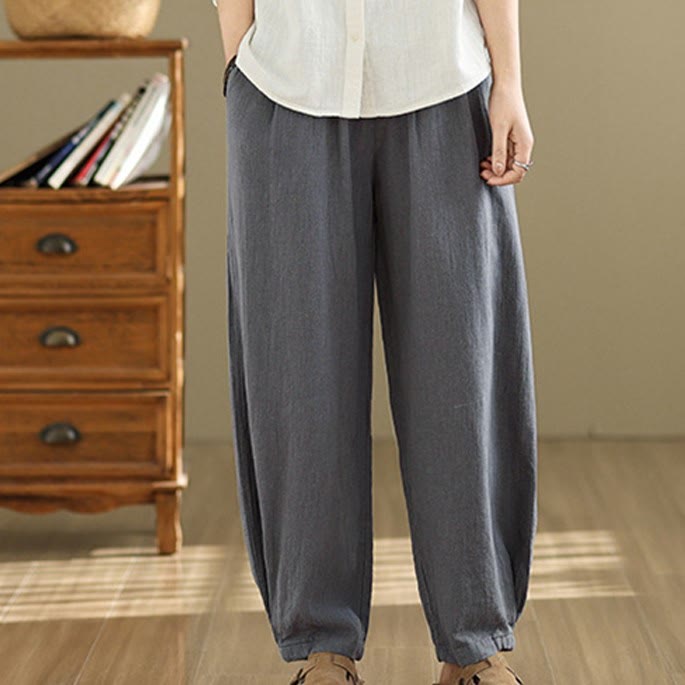 Tactile Cotton Linen Tapered Meditation Pants