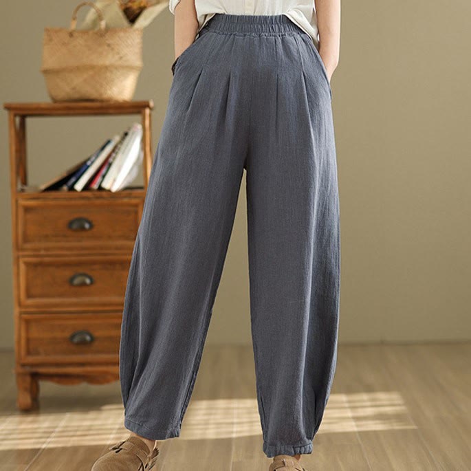 Tactile Cotton Linen Tapered Meditation Pants