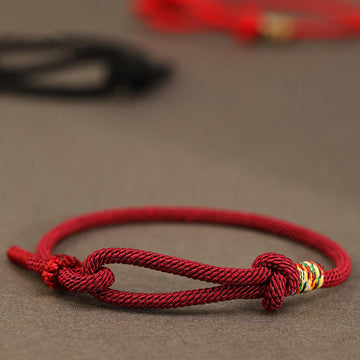 Handcrafted Red String and Sterling Silver Chinese Coin Braided Bracelet