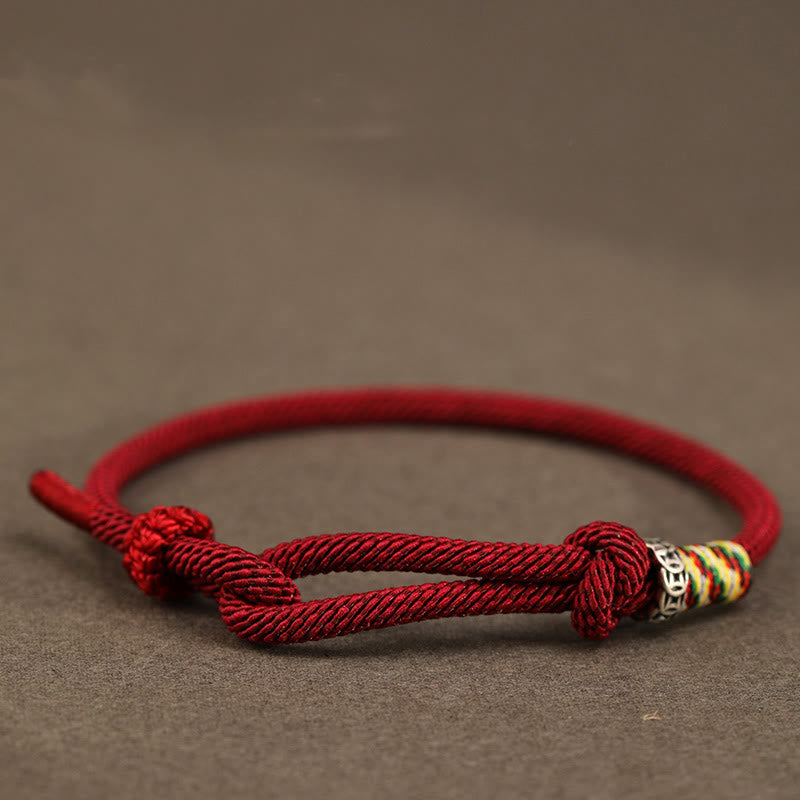 Handcrafted Red String and Sterling Silver Chinese Coin Braided Bracelet