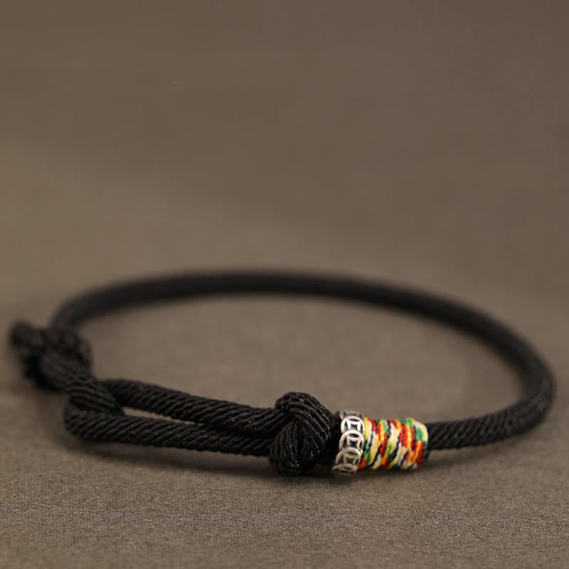Handcrafted Red String and Sterling Silver Chinese Coin Braided Bracelet