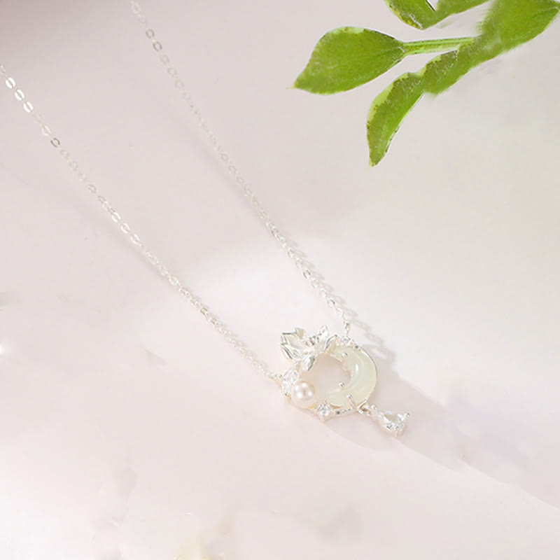 Hetian Jade 925 Sterling Silver Cubic Zirconia Pearl Necklace Pendant