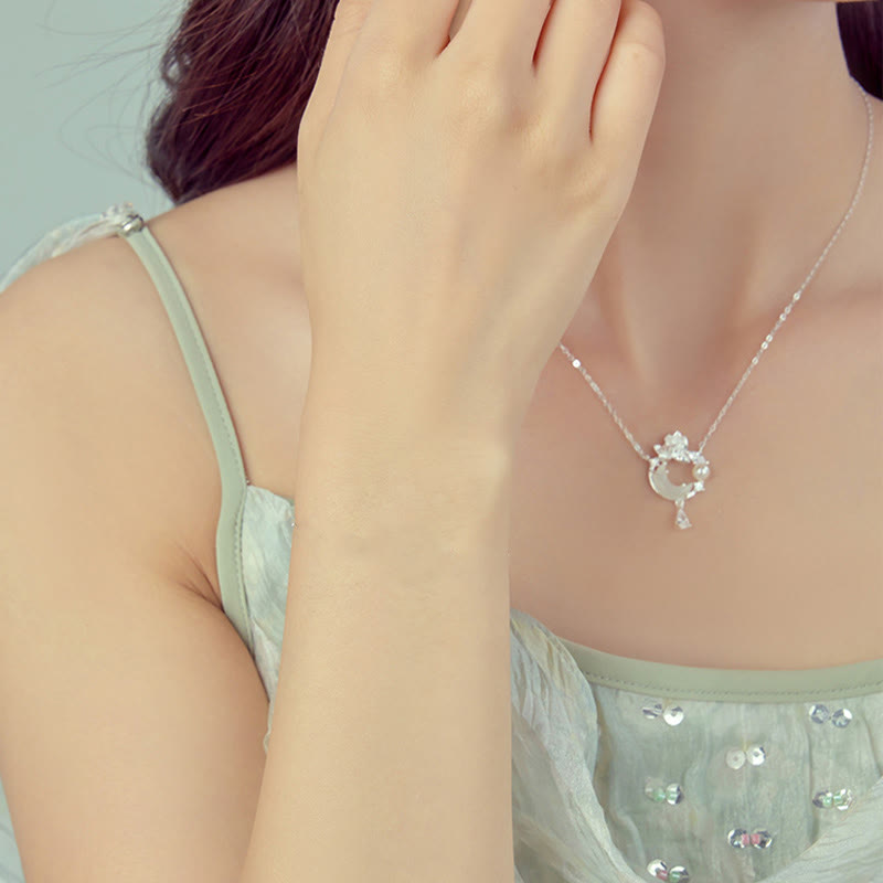 Hetian Jade 925 Sterling Silver Cubic Zirconia Pearl Necklace Pendant