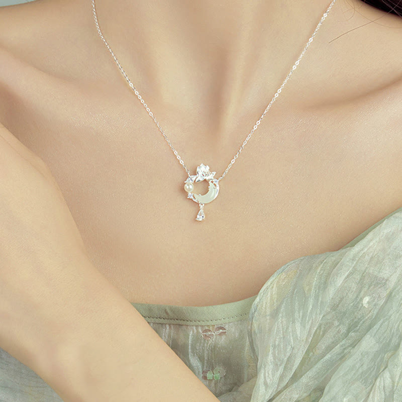 Hetian Jade 925 Sterling Silver Cubic Zirconia Pearl Necklace Pendant