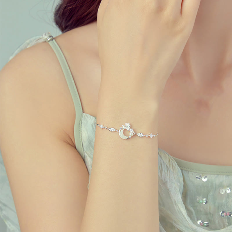 Hetian Jade 925 Sterling Silver Cubic Zirconia Pearl Lotus Bracelet