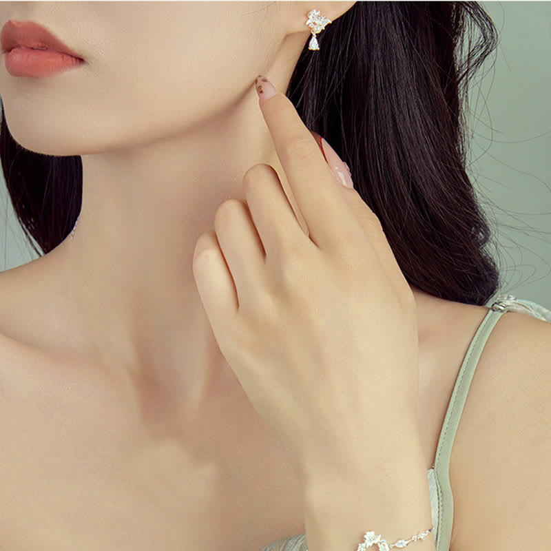 Hetian Jade 925 Sterling Silver Cubic Zirconia Pearl Abundance Earrings