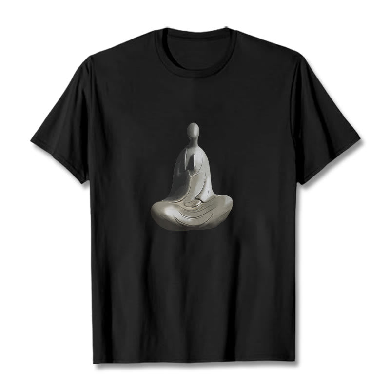 Soft Cotton Crew Neck Formless Graphic Meditation T-Shirt