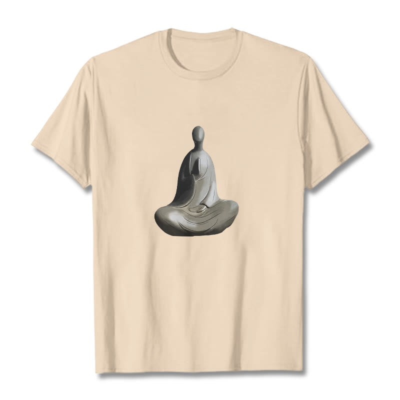 Soft Cotton Crew Neck Formless Graphic Meditation T-Shirt