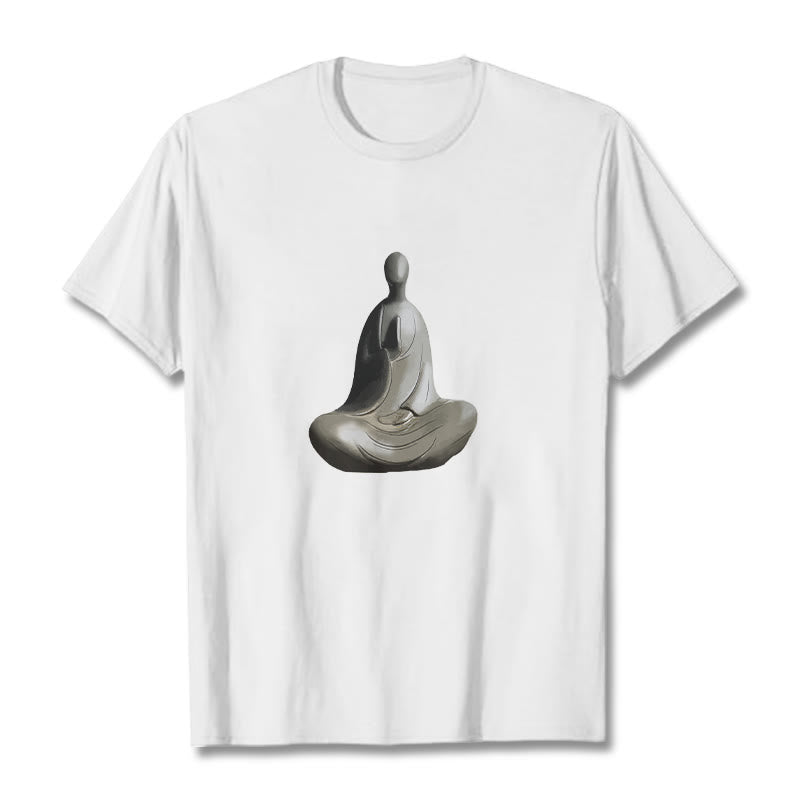 Soft Cotton Crew Neck Formless Graphic Meditation T-Shirt