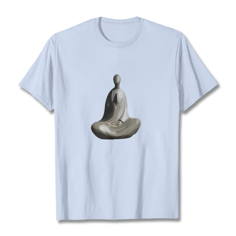 Soft Cotton Crew Neck Formless Graphic Meditation T-Shirt