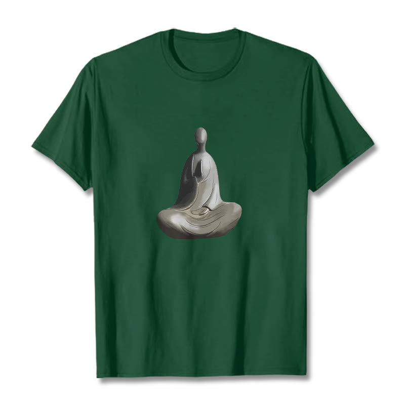 Soft Cotton Crew Neck Formless Graphic Meditation T-Shirt