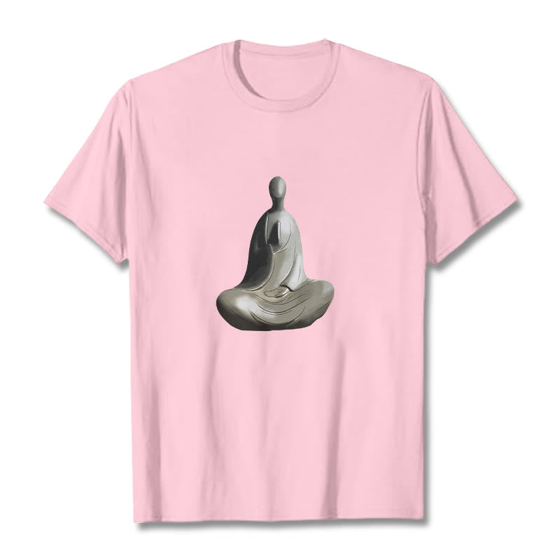 Soft Cotton Crew Neck Formless Graphic Meditation T-Shirt
