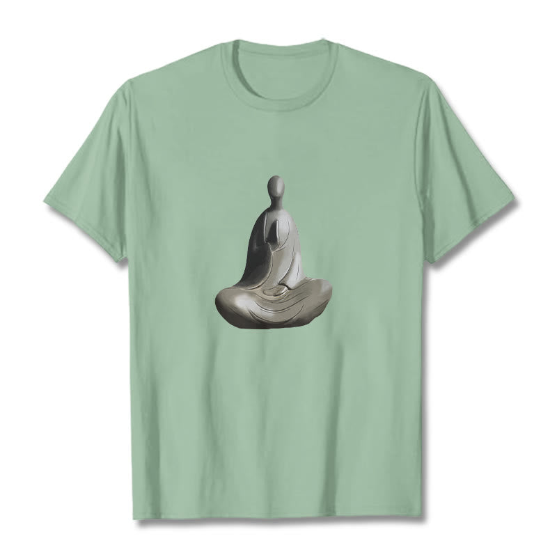 Soft Cotton Crew Neck Formless Graphic Meditation T-Shirt