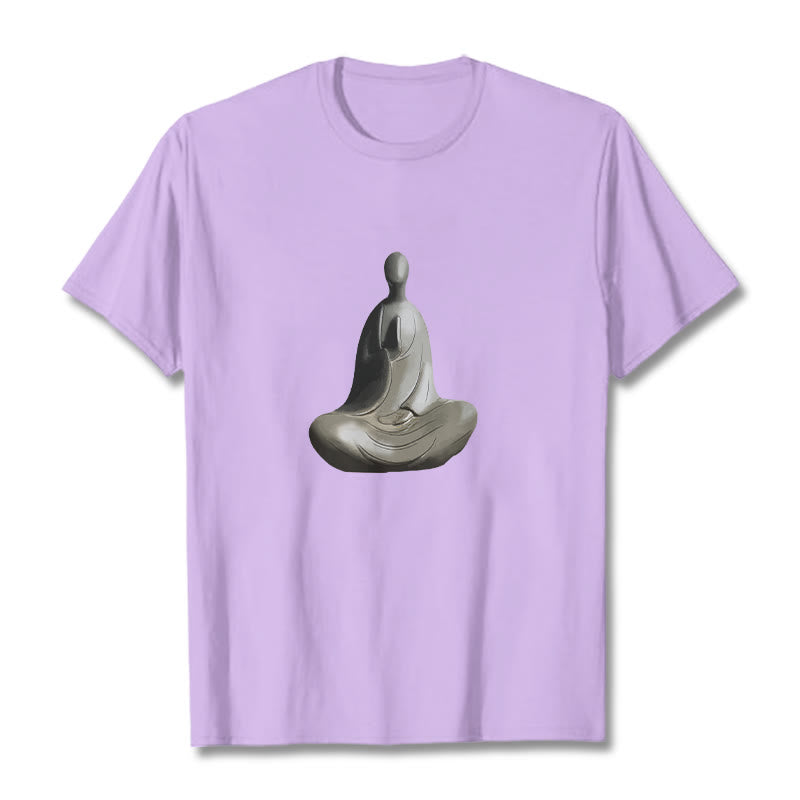 Soft Cotton Crew Neck Formless Graphic Meditation T-Shirt