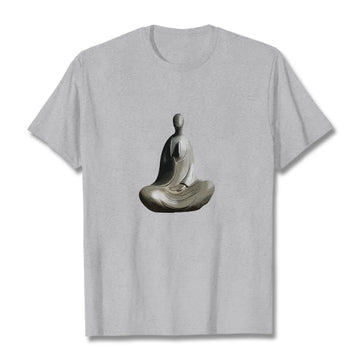 Soft Cotton Crew Neck Formless Graphic Meditation T-Shirt