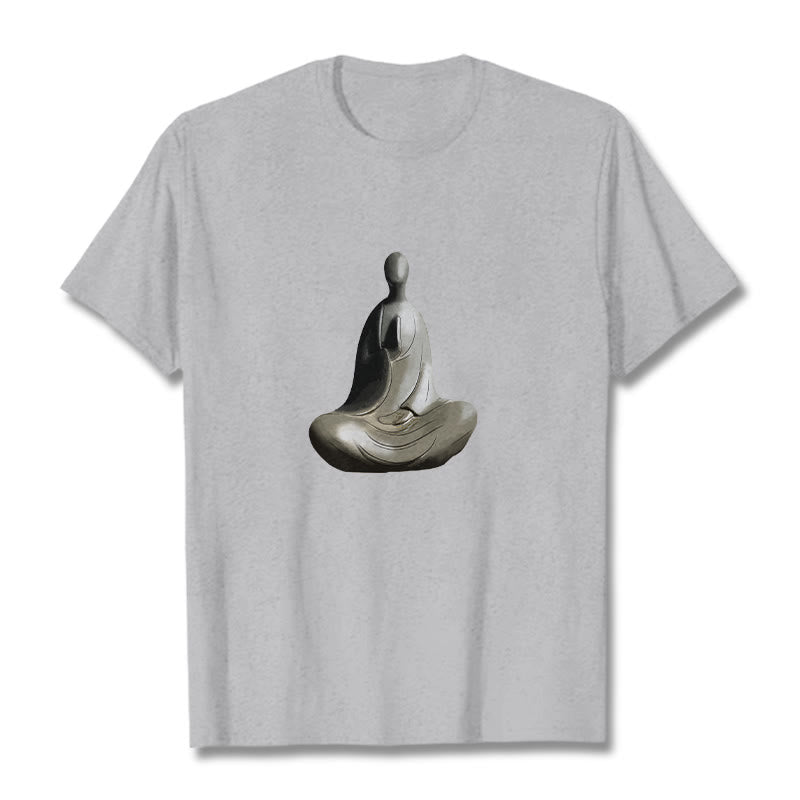 Soft Cotton Crew Neck Formless Graphic Meditation T-Shirt