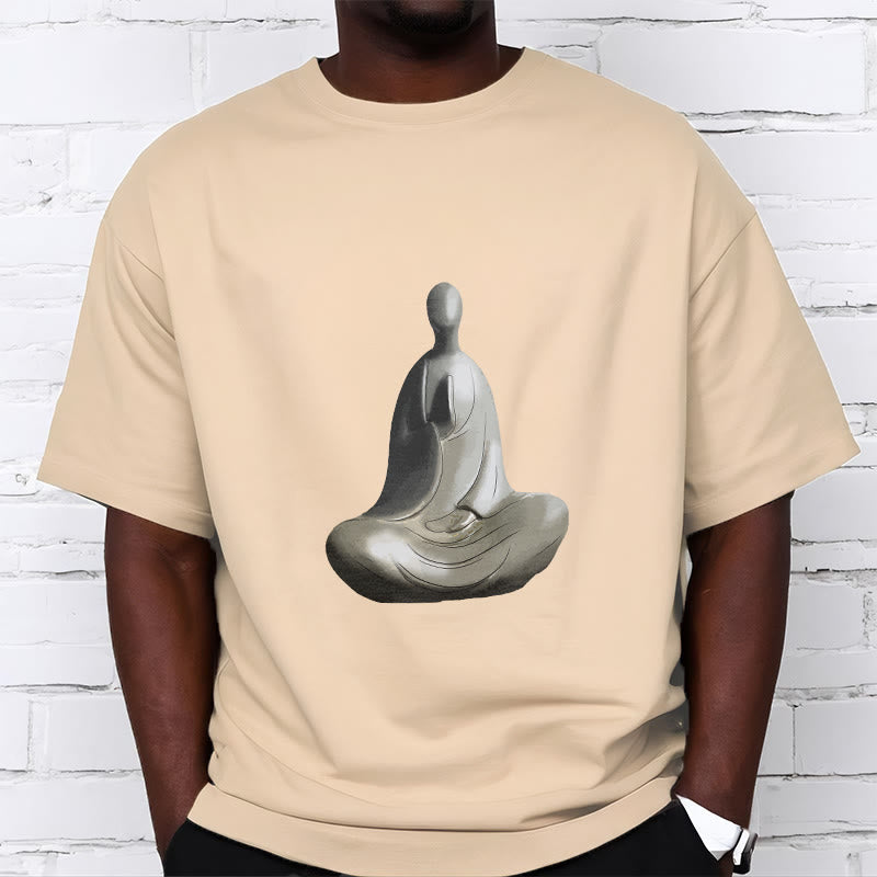 Soft Cotton Crew Neck Formless Graphic Meditation T-Shirt