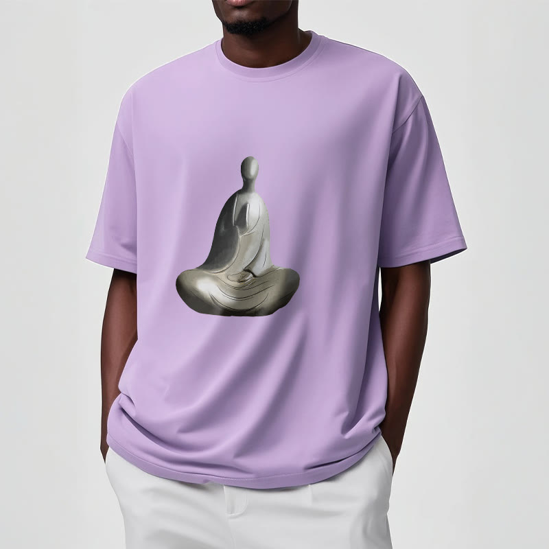 Soft Cotton Crew Neck Formless Graphic Meditation T-Shirt