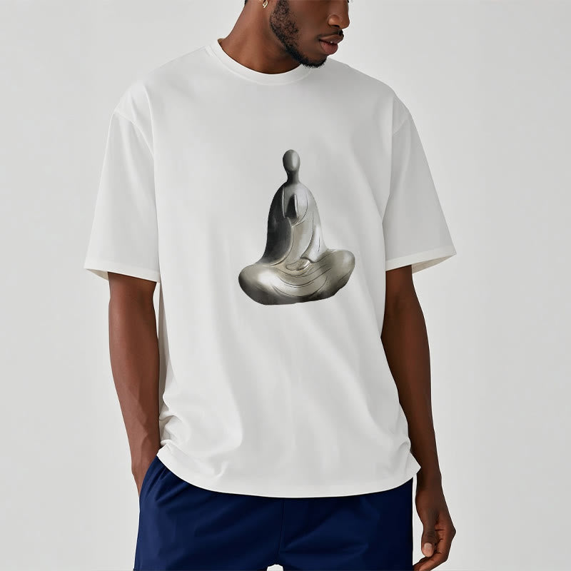 Soft Cotton Crew Neck Formless Graphic Meditation T-Shirt