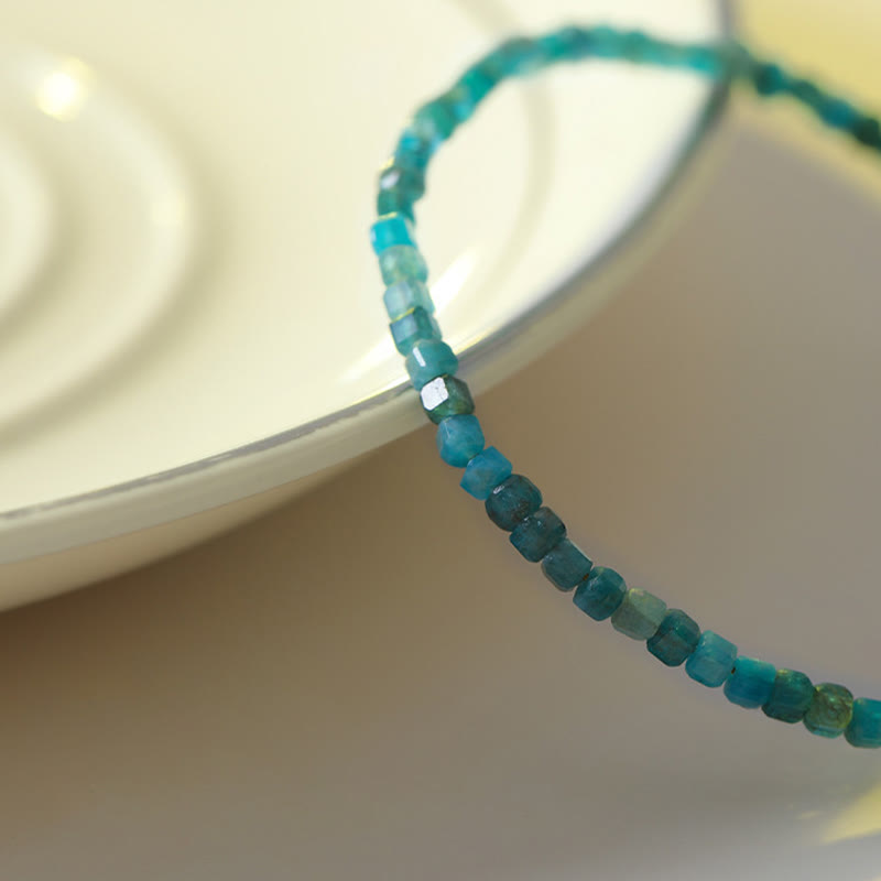 Ultra-Thin 2.5mm Apatite & 14k Gold Plated Copper Heart Charm Bracelet