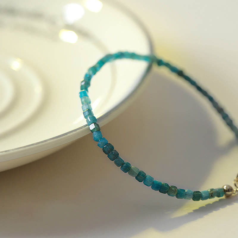 Ultra-Thin 2.5mm Apatite & 14k Gold Plated Copper Heart Charm Bracelet