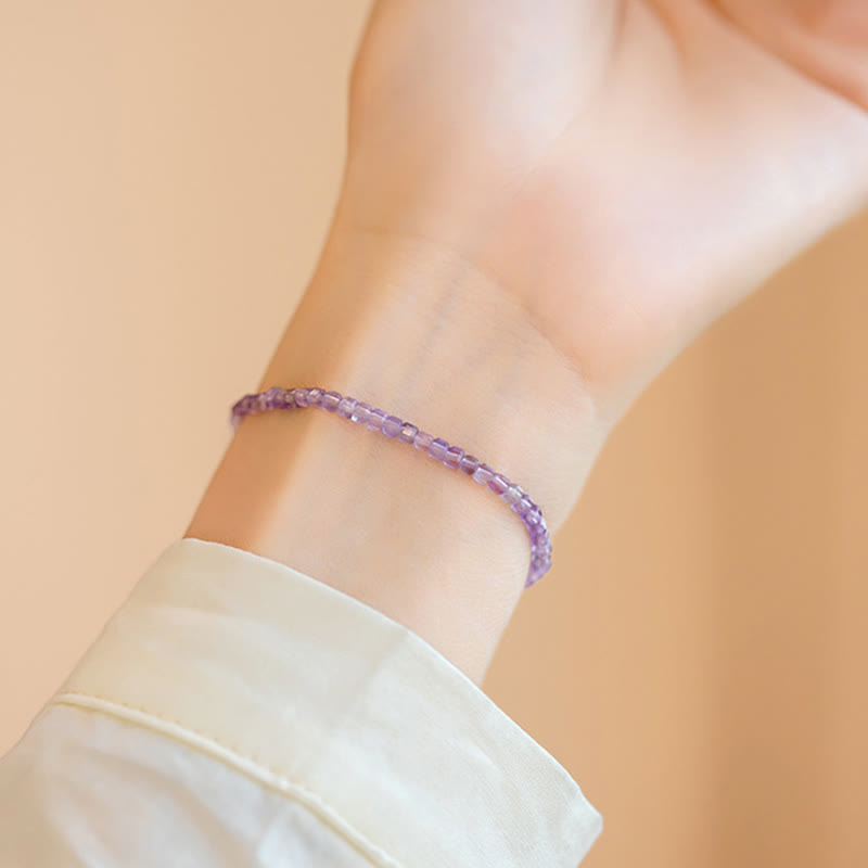 2.5mm Natural Amethyst Ultra-thin Beads 14k Gold Plated Copper Inner Peace Bracelet