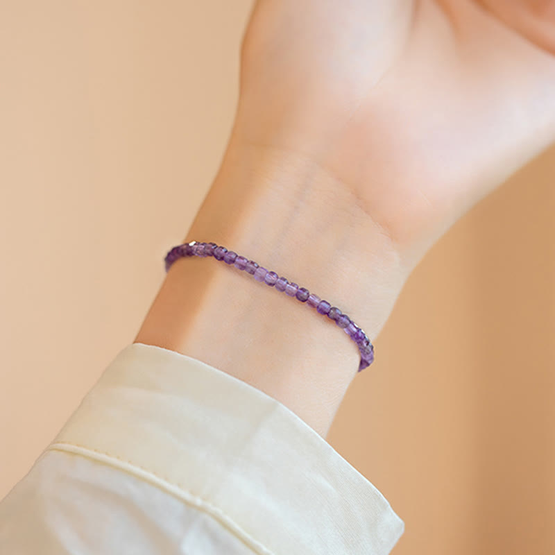 2.5mm Natural Amethyst Ultra-thin Beads 14k Gold Plated Copper Inner Peace Bracelet