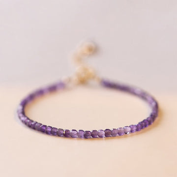 2.5mm Natural Amethyst Ultra-thin Beads 14k Gold Plated Copper Inner Peace Bracelet