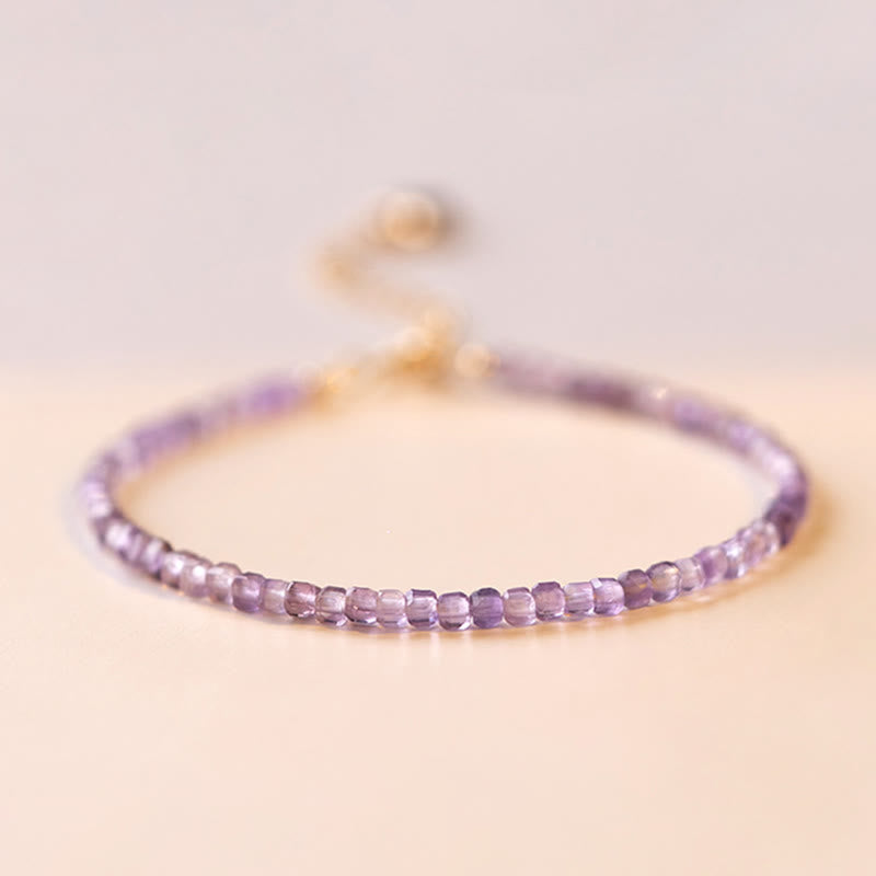 2.5mm Natural Amethyst Ultra-thin Beads 14k Gold Plated Copper Inner Peace Bracelet