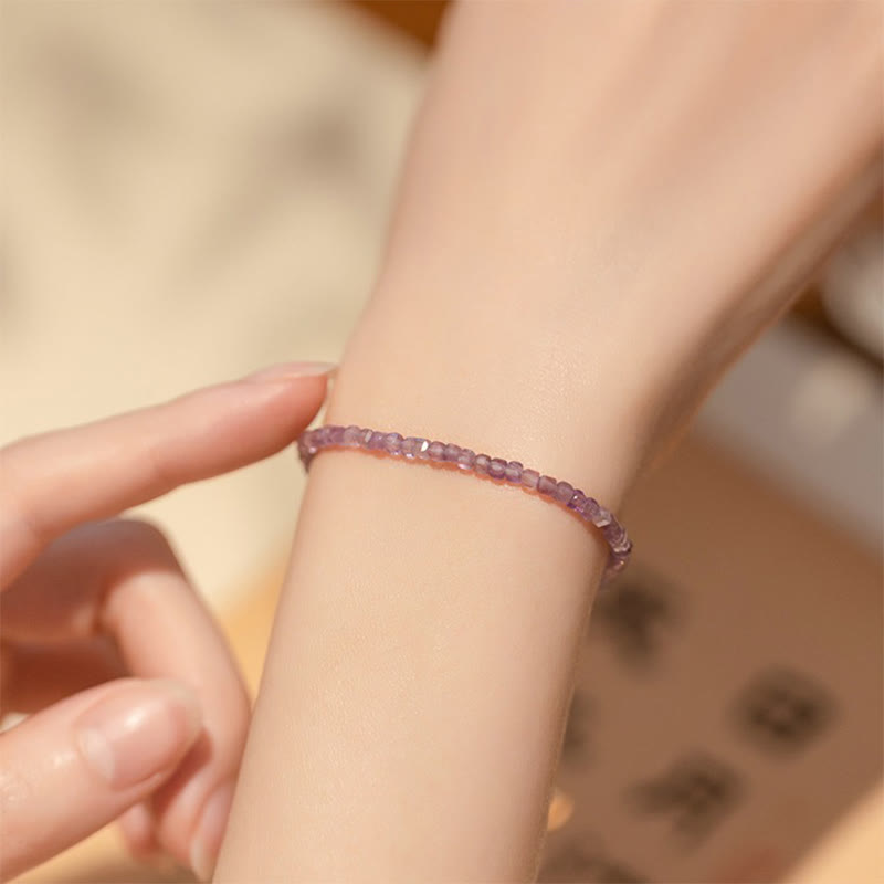 2.5mm Natural Amethyst Ultra-thin Beads 14k Gold Plated Copper Inner Peace Bracelet