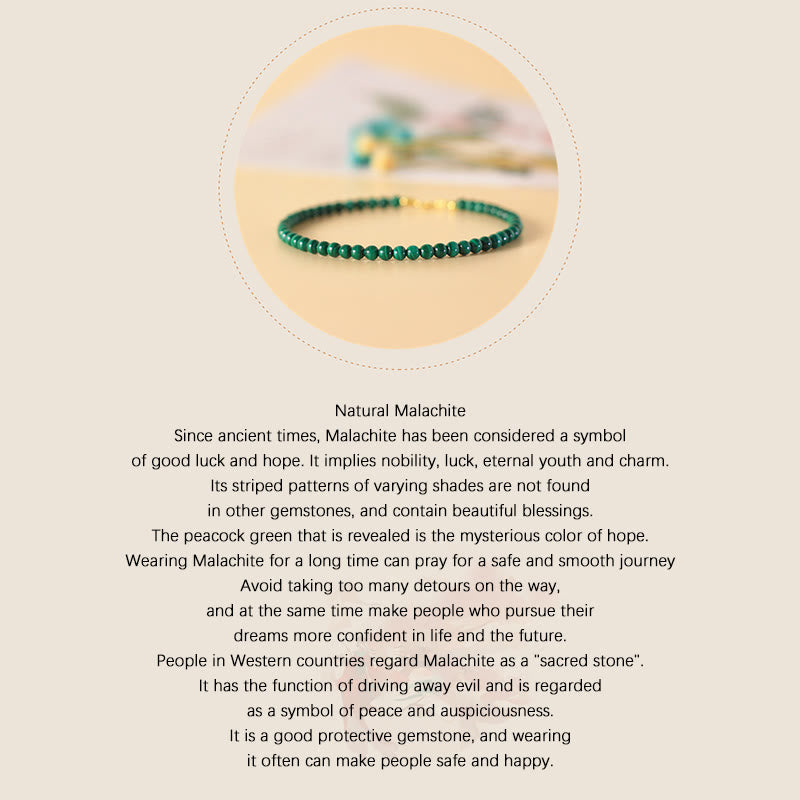 4mm Natural Malachite Beads 14k Gold Plated Copper Anti-anxiety Bracelet