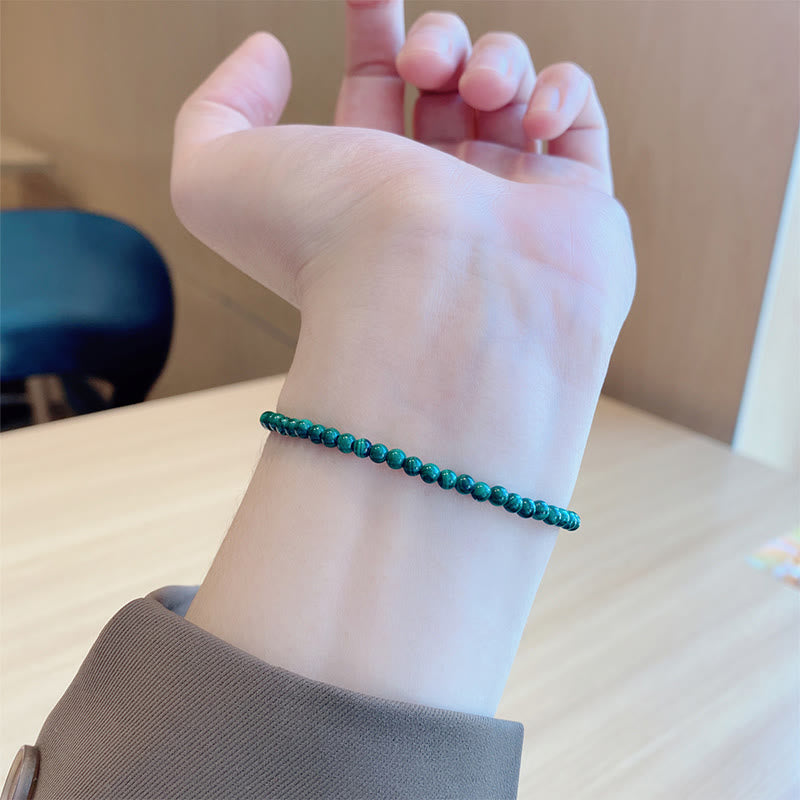 4mm Natural Malachite Beads 14k Gold Plated Copper Anti-anxiety Bracelet