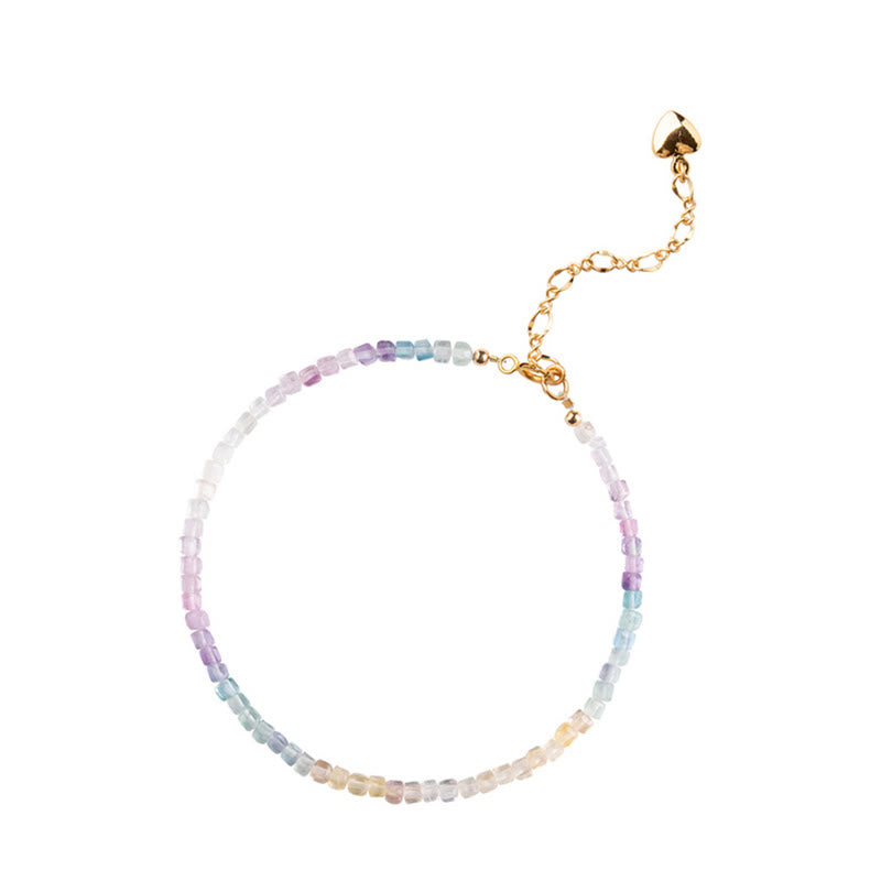 Ultra-Thin 2.5mm Fluorite and 14k Gold Plated Copper Heart Bracelet
