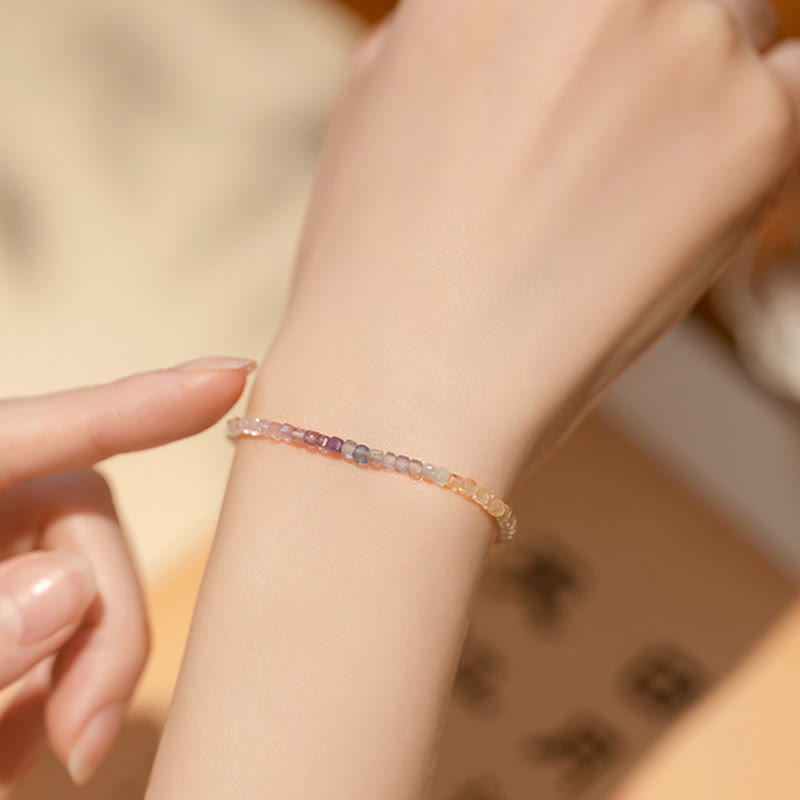 Ultra-Thin 2.5mm Fluorite and 14k Gold Plated Copper Heart Bracelet