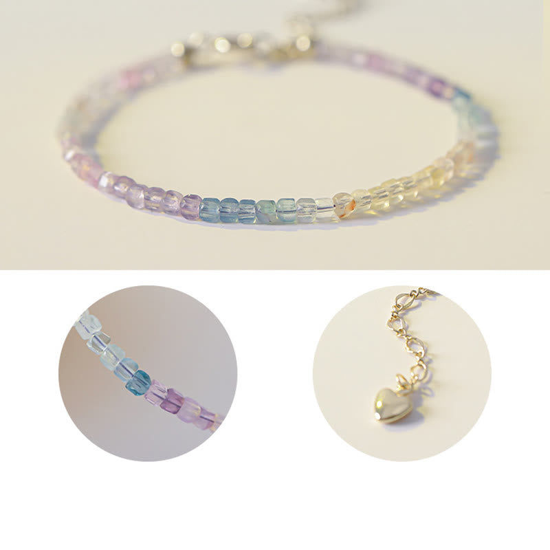 Ultra-Thin 2.5mm Fluorite and 14k Gold Plated Copper Heart Bracelet
