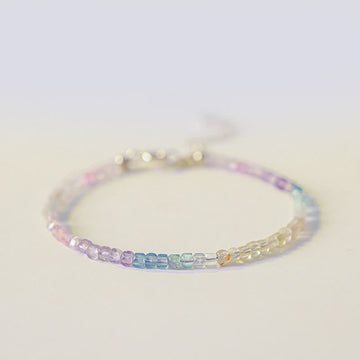 Ultra-Thin 2.5mm Fluorite and 14k Gold Plated Copper Heart Bracelet