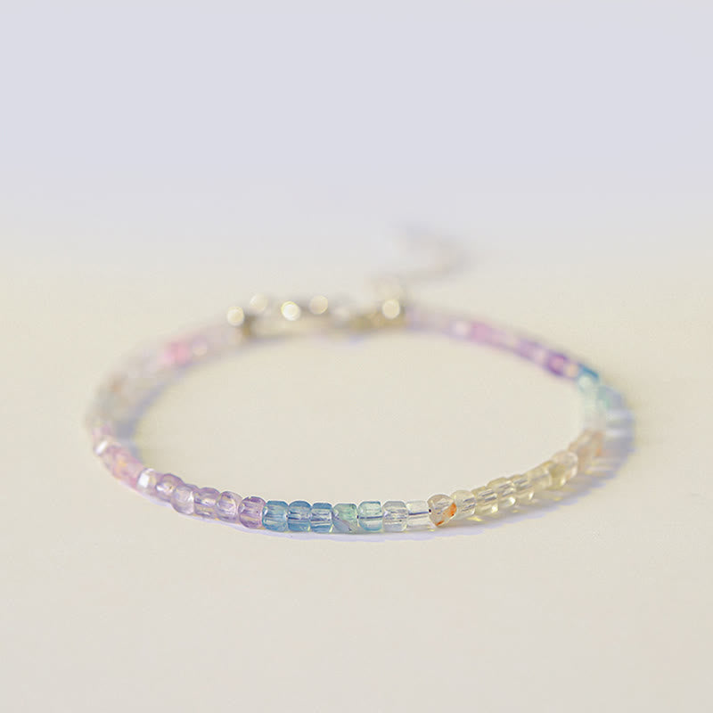 Ultra-Thin 2.5mm Fluorite and 14k Gold Plated Copper Heart Bracelet