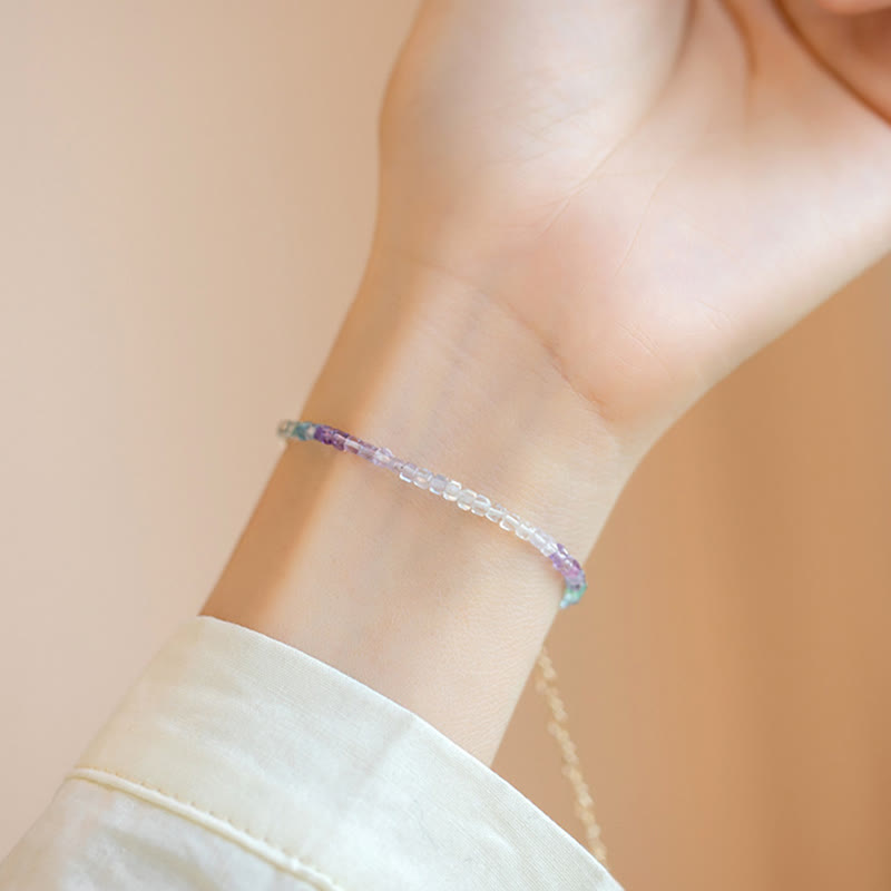 Ultra-Thin 2.5mm Fluorite and 14k Gold Plated Copper Heart Bracelet